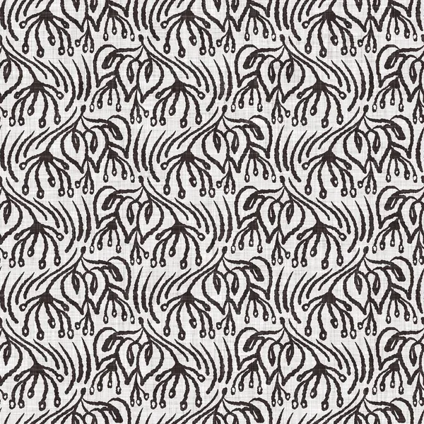 Γαλλικό γκρι βοτανικό λινό φύλλο αδιάλειπτη μοτίβο με 2 τόνος χώρα cottage μοτίβο στυλ. Απλό vintage ρουστίκ ύφασμα υφάσματος. Πρωτόγονο σύγχρονο shabby κομψό σχεδιασμό πανί κουζίνας. — Φωτογραφία Αρχείου