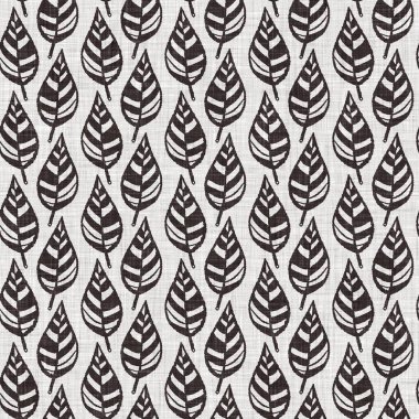 Fransız gri botanik yapraklı keten desenli, 2 tonluk kır evi motifli. Basit bir kırsal kumaş tekstil etkisi. İlkel, eski püskü, şık mutfak bezi tasarımı..