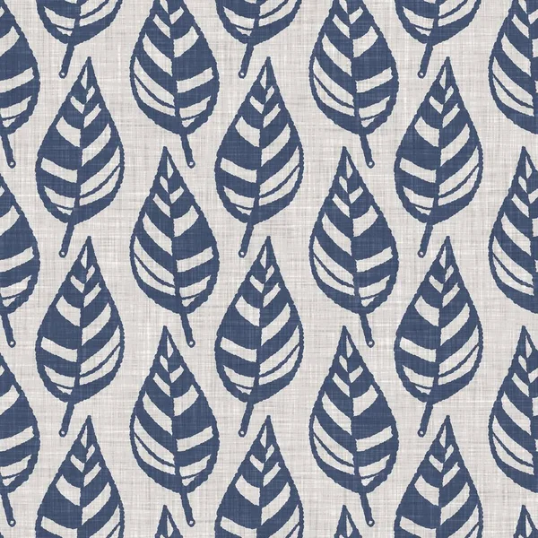 Fransız mavi botanik yaprağı keten desenli ve 2 tonluk kır evi motifli. Basit bir kırsal kumaş tekstil etkisi. İlkel, eski püskü, şık mutfak bezi tasarımı..