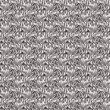 Fransız gri botanik yapraklı keten desenli, 2 tonluk kır evi motifli. Basit bir kırsal kumaş tekstil etkisi. İlkel, eski püskü, şık mutfak bezi tasarımı..