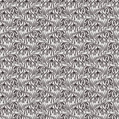 Fransız gri botanik yapraklı keten desenli, 2 tonluk kır evi motifli. Basit bir kırsal kumaş tekstil etkisi. İlkel, eski püskü, şık mutfak bezi tasarımı..