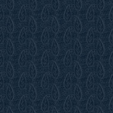 Koyu mavi yaprak boya bloğu deseni. Japon erkeksi boro etkisi kusursuz tekstil arka planı. Ses tonu bozuk wabi sabi nakış stili 