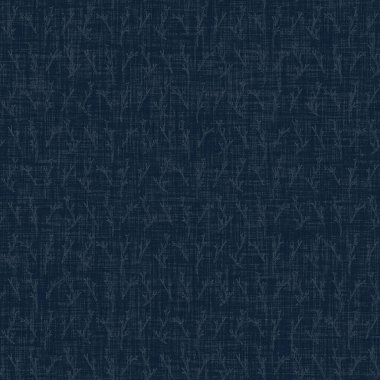 Koyu mavi yaprak boya bloğu deseni. Japon erkeksi boro etkisi kusursuz tekstil arka planı. Ses tonu bozuk wabi sabi nakış stili 