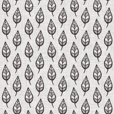 Fransız gri botanik yapraklı keten desenli, 2 tonluk kır evi motifli. Basit bir kırsal kumaş tekstil etkisi. İlkel, eski püskü, şık mutfak bezi tasarımı..