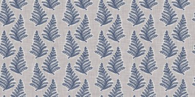 Fransız mavi botanik yaprağı, iki tonluk kır evi motifli, dikişsiz sınır. Basit bir kırsal kumaş tekstil etkisi. İlkel, eski püskü, şık mutfak bezi tasarımı..
