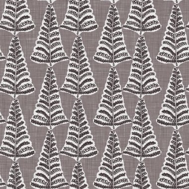 Fransız gri botanik yapraklı keten desenli, 2 tonluk kır evi motifli. Basit bir kırsal kumaş tekstil etkisi. İlkel, eski püskü, şık mutfak bezi tasarımı..