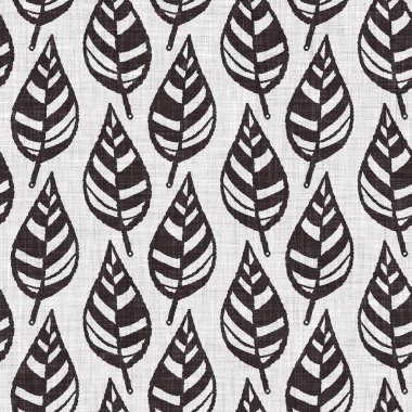 Fransız gri botanik yapraklı keten desenli, 2 tonluk kır evi motifli. Basit bir kırsal kumaş tekstil etkisi. İlkel, eski püskü, şık mutfak bezi tasarımı..