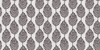 Fransız gri botanik yaprağı, iki tonluk kır evi motifli dikişsiz sınır. Basit bir kırsal kumaş tekstil etkisi. İlkel, eski püskü, şık mutfak bezi tasarımı..