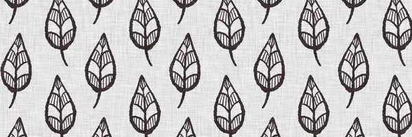 Fransız gri botanik yaprağı keten kenar desenli ve 2 renkli kır evi motifli. Basit bir kırsal kumaş tekstil etkisi. İlkel, eski püskü, şık mutfak bezi tasarımı..