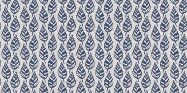 Fransız mavi botanik yaprağı, iki tonluk kır evi motifli, dikişsiz sınır. Basit bir kırsal kumaş tekstil etkisi. İlkel, eski püskü, şık mutfak bezi tasarımı..