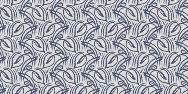 Fransız mavi botanik yaprağı, iki tonluk kır evi motifli, dikişsiz sınır. Basit bir kırsal kumaş tekstil etkisi. İlkel, eski püskü, şık mutfak bezi tasarımı..