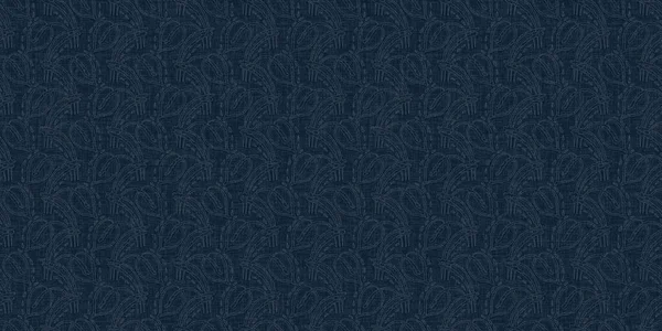 Dark indigo blue leaf dye stitch block print border. Japanese masculine boro effect seamless textile background. Tone on tone distressed wabi sabi embroidery style