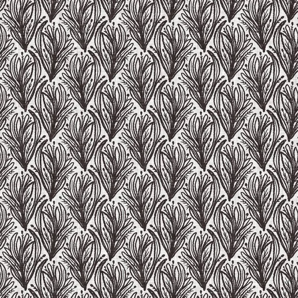 Patrón sin costura de lino de hoja botánica gris francés con motivo de estilo casa de campo de 2 tonos. Efecto textil rústico vintage simple. primitivo moderno shabby elegante cocina paño de diseño. —  Fotos de Stock