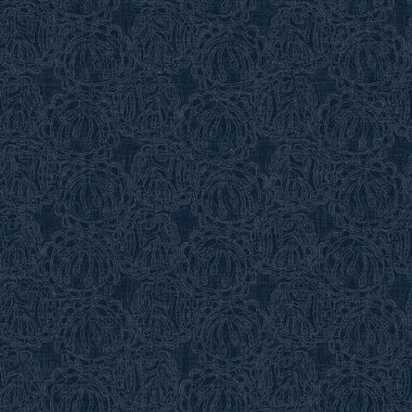 Koyu mavi yaprak boya bloğu deseni. Japon erkeksi boro etkisi kusursuz tekstil arka planı. Ses tonu bozuk wabi sabi nakış stili 