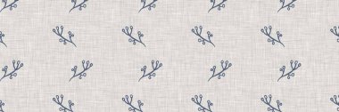 Fransız mavi botanik yaprağı, iki tonluk kır evi motifli, dikişsiz sınır. Basit bir kırsal kumaş tekstil etkisi. İlkel, eski püskü, şık mutfak bezi tasarımı..