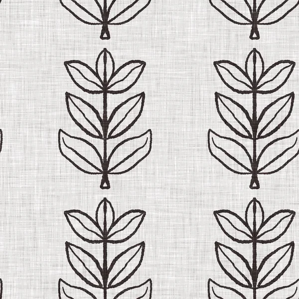Fransız gri botanik yapraklı keten desenli, 2 tonluk kır evi motifli. Basit bir kırsal kumaş tekstil etkisi. İlkel, eski püskü, şık mutfak bezi tasarımı..
