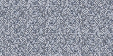 Fransız mavi botanik yaprağı, iki tonluk kır evi motifli, dikişsiz sınır. Basit bir kırsal kumaş tekstil etkisi. İlkel, eski püskü, şık mutfak bezi tasarımı..