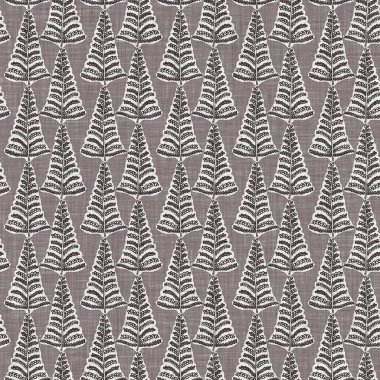 Fransız gri botanik yapraklı keten desenli, 2 tonluk kır evi motifli. Basit bir kırsal kumaş tekstil etkisi. İlkel, eski püskü, şık mutfak bezi tasarımı..