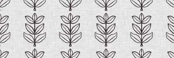 Fransız gri botanik yaprağı keten kenar desenli ve 2 renkli kır evi motifli. Basit bir kırsal kumaş tekstil etkisi. İlkel, eski püskü, şık mutfak bezi tasarımı..