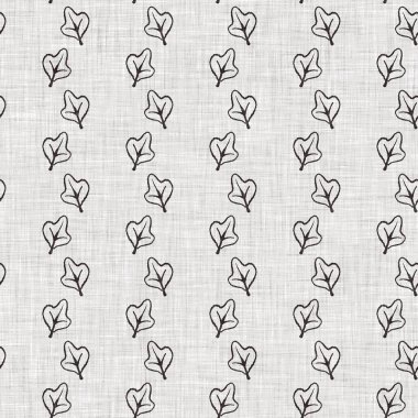 Fransız gri botanik yapraklı keten desenli, 2 tonluk kır evi motifli. Basit bir kırsal kumaş tekstil etkisi. İlkel, eski püskü, şık mutfak bezi tasarımı..