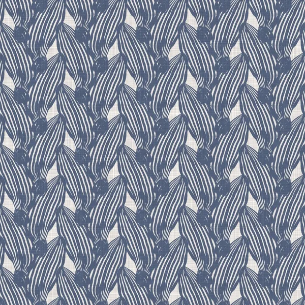 Francuski niebieski nieregularny wzór płótna bez szwu. Tonal country style domek abstrakcyjny nakrapiane tło. Proste vintage tkaniny rustykalne efekt włókienniczy. Prymitywne tekstury shabby szykowne tkaniny. — Zdjęcie stockowe