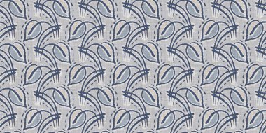 Fransız mavi botanik yaprağı, iki tonluk kır evi motifli, dikişsiz sınır. Basit bir kırsal kumaş tekstil etkisi. İlkel, eski püskü, şık mutfak bezi tasarımı..