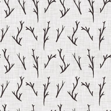 Fransız gri botanik yapraklı keten desenli, 2 tonluk kır evi motifli. Basit bir kırsal kumaş tekstil etkisi. İlkel, eski püskü, şık mutfak bezi tasarımı..