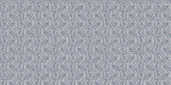 Francese blu foglia botanica lino bordo senza cuciture con 2 tono stile cottage di campagna motivo. Semplice effetto tessuto rustico vintage. Primitivo design moderno shabby chic stoffa da cucina. — Foto Stock