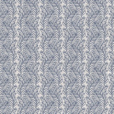 Fransız mavi botanik yaprağı keten desenli ve 2 tonluk kır evi motifli. Basit bir kırsal kumaş tekstil etkisi. İlkel, eski püskü, şık mutfak bezi tasarımı..