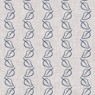 Fransız mavi botanik yaprağı keten desenli ve 2 tonluk kır evi motifli. Basit bir kırsal kumaş tekstil etkisi. İlkel, eski püskü, şık mutfak bezi tasarımı..