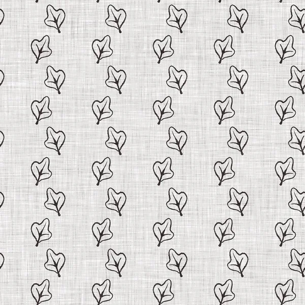 Fransız gri botanik yapraklı keten desenli, 2 tonluk kır evi motifli. Basit bir kırsal kumaş tekstil etkisi. İlkel, eski püskü, şık mutfak bezi tasarımı..