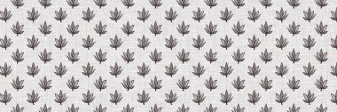 Fransız gri botanik yaprağı keten kenar desenli ve 2 renkli kır evi motifli. Basit bir kırsal kumaş tekstil etkisi. İlkel, eski püskü, şık mutfak bezi tasarımı..