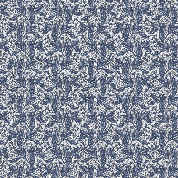 Fransız mavi botanik yaprağı keten desenli ve 2 tonluk kır evi motifli. Basit bir kırsal kumaş tekstil etkisi. İlkel, eski püskü, şık mutfak bezi tasarımı..