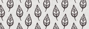 Fransız gri botanik yaprağı keten kenar desenli ve 2 renkli kır evi motifli. Basit bir kırsal kumaş tekstil etkisi. İlkel, eski püskü, şık mutfak bezi tasarımı..