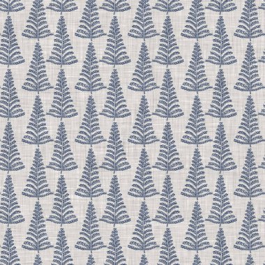 Fransız mavi botanik yaprağı keten desenli ve 2 tonluk kır evi motifli. Basit bir kırsal kumaş tekstil etkisi. İlkel, eski püskü, şık mutfak bezi tasarımı..