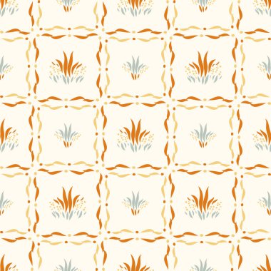 Koyu renkli boho çiçekleri, modaya uygun yaban çiçeği tarzında kusursuz desenli. El yapımı organik botanik moda baskısı. Modern yaz bahçesi, klasik kır evi çekirdek renginde çiçek açtı. 