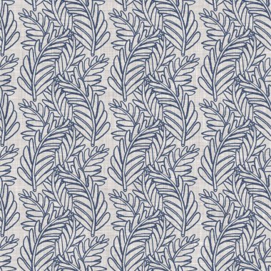 Fransız mavi botanik yaprağı keten desenli ve 2 tonluk kır evi motifli. Basit bir kırsal kumaş tekstil etkisi. İlkel, eski püskü, şık mutfak bezi tasarımı..