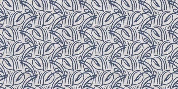 Fransız mavi botanik yaprağı, iki tonluk kır evi motifli, dikişsiz sınır. Basit bir kırsal kumaş tekstil etkisi. İlkel, eski püskü, şık mutfak bezi tasarımı..