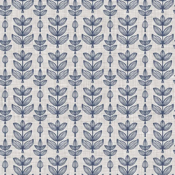 Fransız mavi botanik yaprağı keten desenli ve 2 tonluk kır evi motifli. Basit bir kırsal kumaş tekstil etkisi. İlkel, eski püskü, şık mutfak bezi tasarımı..