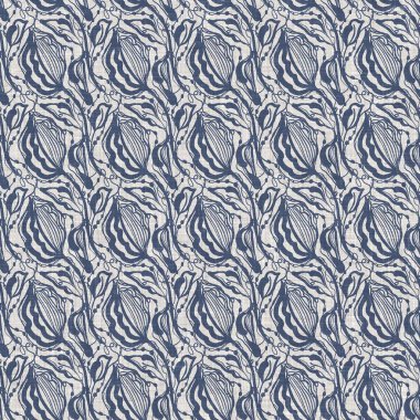 Fransız mavisi karalama motifli keten desenli. Tonal kır evi tarzı soyut karalama motifi arka planı. Basit bir kırsal kumaş tekstil etkisi. İlkel, pejmürde, şık bir kumaş..