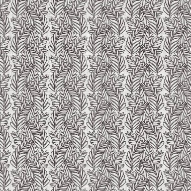 Fransız gri botanik yapraklı keten desenli, 2 tonluk kır evi motifli. Basit bir kırsal kumaş tekstil etkisi. İlkel, eski püskü, şık mutfak bezi tasarımı..