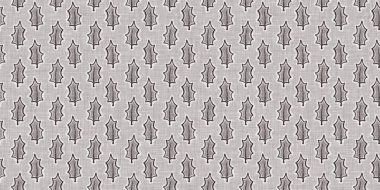 Fransız gri botanik yaprağı, iki tonluk kır evi motifli dikişsiz sınır. Basit bir kırsal kumaş tekstil etkisi. İlkel, eski püskü, şık mutfak bezi tasarımı..