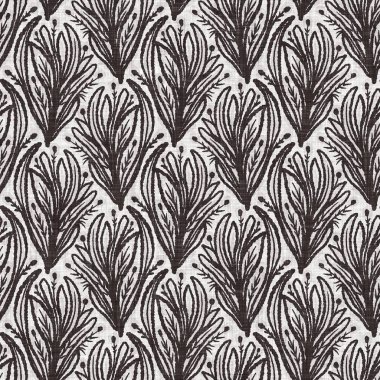 Fransız gri botanik yapraklı keten desenli, 2 tonluk kır evi motifli. Basit bir kırsal kumaş tekstil etkisi. İlkel, eski püskü, şık mutfak bezi tasarımı..