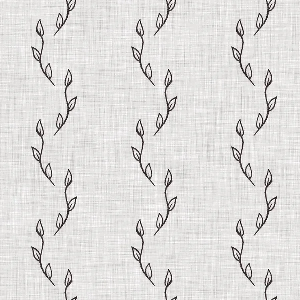 Fransız gri botanik yapraklı keten desenli, 2 tonluk kır evi motifli. Basit bir kırsal kumaş tekstil etkisi. İlkel, eski püskü, şık mutfak bezi tasarımı..