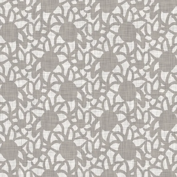 İki tonluk kır evi tarzı botanik motifli Fransız gri keten desenli kusursuz desen. Basit bir kırsal kumaş tekstil etkisi. İlkel, modern, pejmürde, şık tasarım..