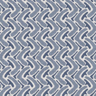 Fransız mavisi karalama motifli keten desenli. Tonal kır evi tarzı soyut karalama motifi arka planı. Basit bir kırsal kumaş tekstil etkisi. İlkel, pejmürde, şık bir kumaş..