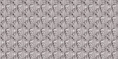 Fransız gri botanik yaprağı, iki tonluk kır evi motifli dikişsiz sınır. Basit bir kırsal kumaş tekstil etkisi. İlkel, eski püskü, şık mutfak bezi tasarımı..