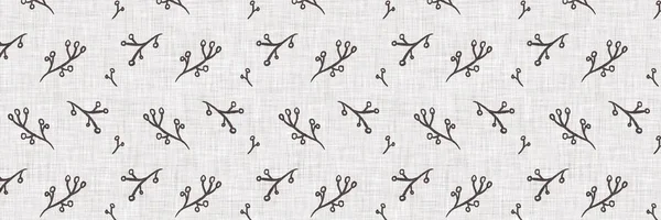 Fransız gri botanik yaprağı keten kenar desenli ve 2 renkli kır evi motifli. Basit bir kırsal kumaş tekstil etkisi. İlkel, eski püskü, şık mutfak bezi tasarımı..