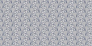 Fransız mavi botanik yaprağı, iki tonluk kır evi motifli, dikişsiz sınır. Basit bir kırsal kumaş tekstil etkisi. İlkel, eski püskü, şık mutfak bezi tasarımı..