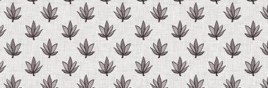 Fransız gri botanik yaprağı keten kenar desenli ve 2 renkli kır evi motifli. Basit bir kırsal kumaş tekstil etkisi. İlkel, eski püskü, şık mutfak bezi tasarımı..